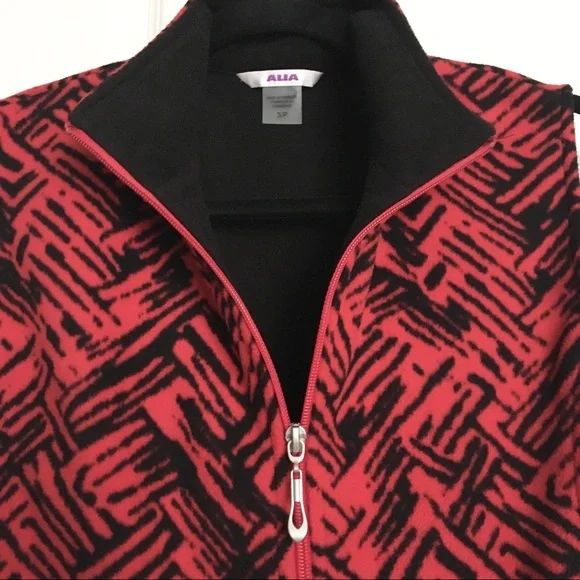 ALIA  Women’s Zip Up Vest Red Black  Size Small - Picture 3 of 6